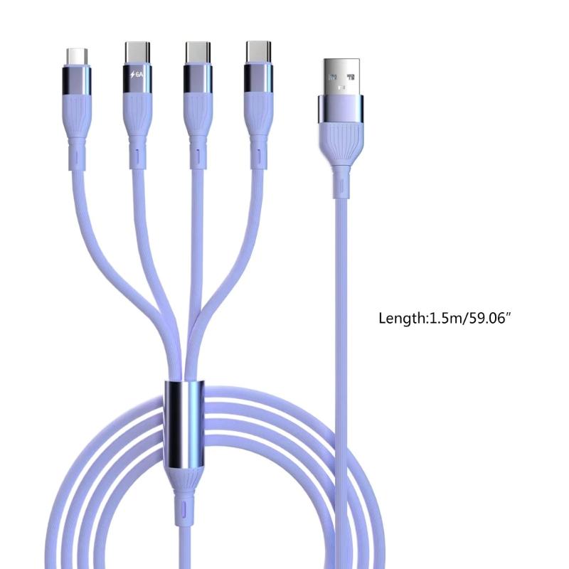 4.9ft/150cm USB to 1x Micro USB & 3x Type-C Charge Cord Durable TPE Charging Cable for Reliable and Long-Lasting Use