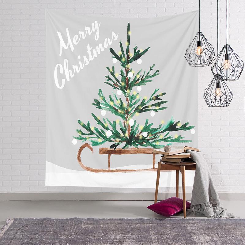 Nordic Christmas Tapestry Watercolor Christmas Tree Print Bedside Hanging Cloth Bedroom Background Cloth