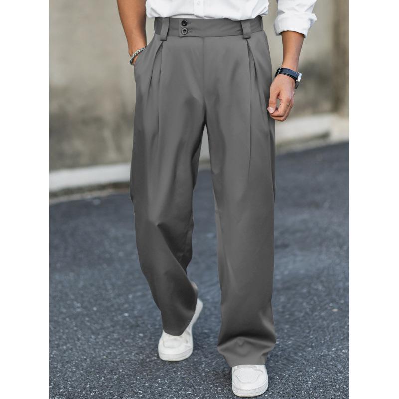 Pantaloni larghi a pieghe drappeggiati da uomo per primavera e autunno pantaloni dritti casual versatili pantaloni trendy versione coreana ruffiano bello