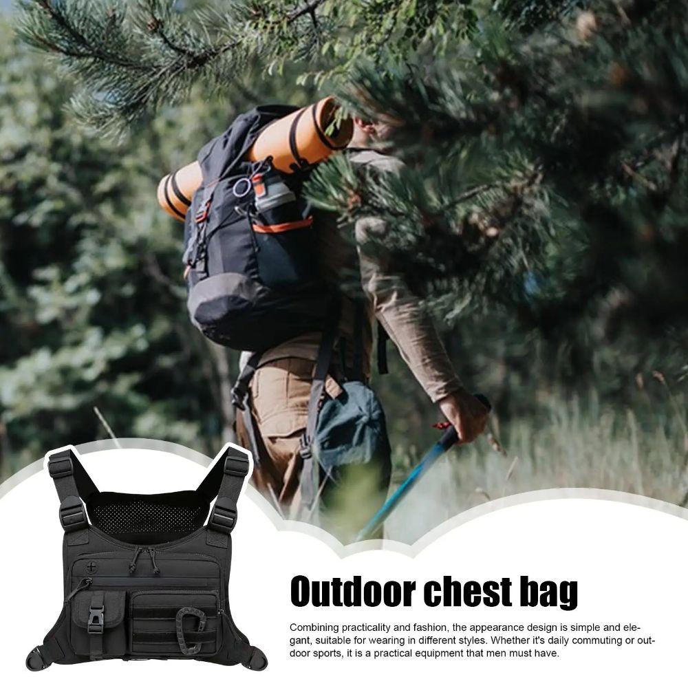 Sac de poitrine multifonctionnel résistant à l'eau Sac de poitrine d'extérieur réglable Sac gilet de course Course