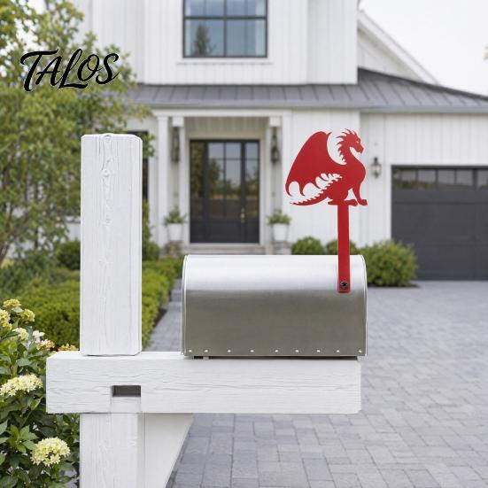 Talos Metal Mailbox Flag Replacement, Decorative Dragon Stake Sign, Winged Shape Ornament for Outdoor Mail Box Decoration