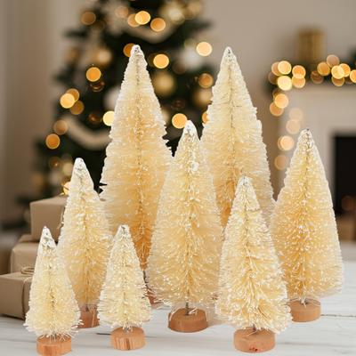 OurWarm 8 Pcs Mini Arbres de Noël, Petit Arbre de Noël pour Décoration de Table de Noël, Artisanat de Village, Décorations de Table pour les Vacances d'Hiver