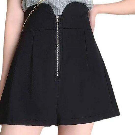 2024 Summer Plus Size Women's High Waist Wide Leg Zipper Shorts - Slimming A-line Casual Fit