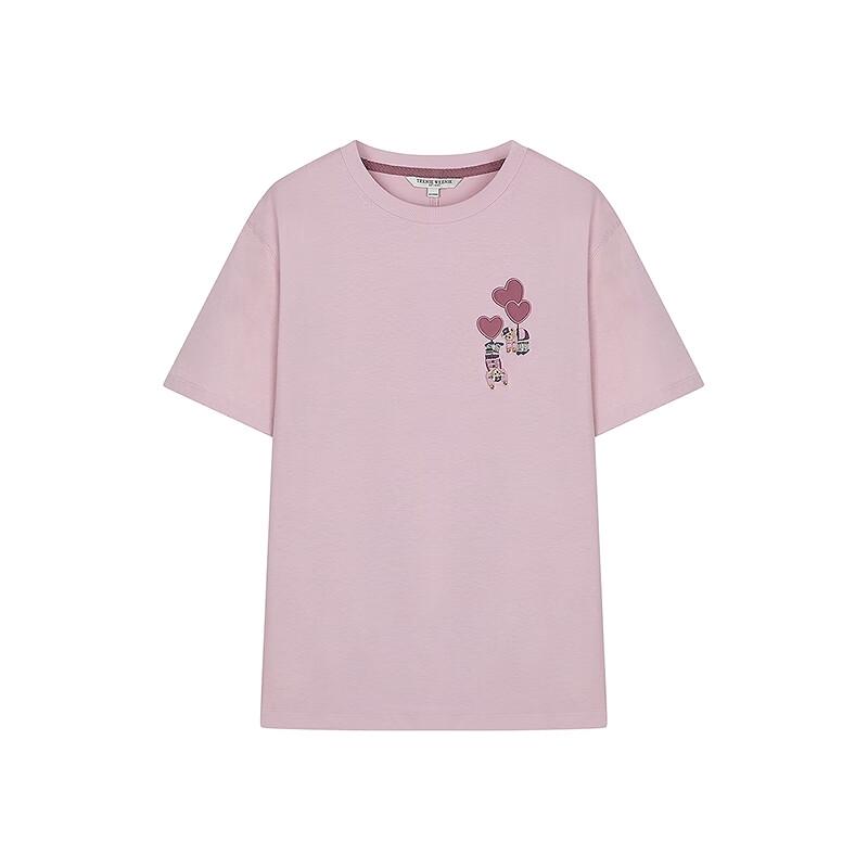 Teenie Weenie Bear Embroidered Round Neck Short Sleeve T-shirt