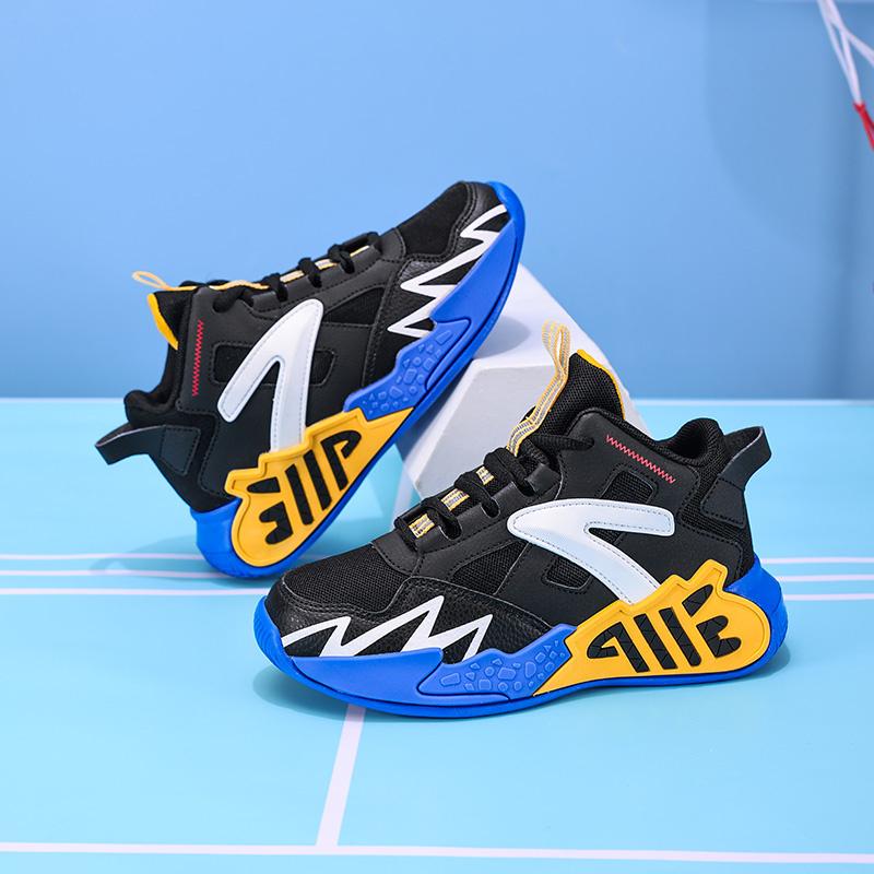 Fashion Design Basketball Shoes For Boys Training Shoes Breathable Mesh Sneakers Kids Platform Non-slip Children's Sports Shoes