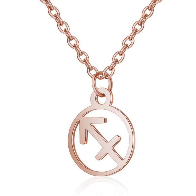 Stainless Steel Zodiac Pendant Necklace with Thin Chain