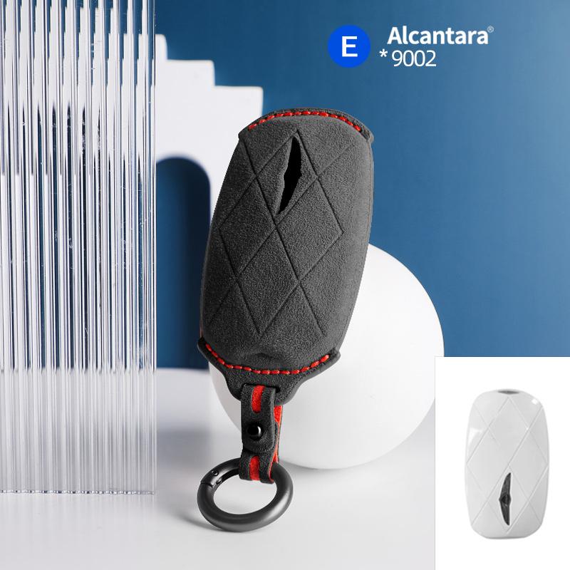 Car Key Case Cover Holder Key Buckle Alcantara Suede For For Genesis Gv60 Gv90 G90 Keychain Accessories