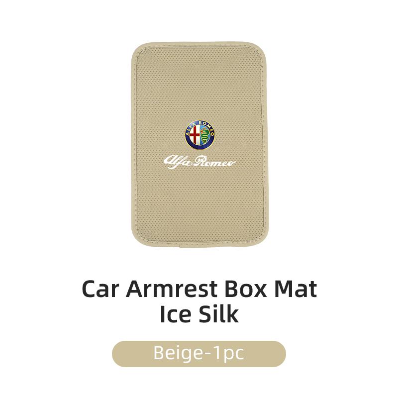 

Leather Car Central Armrest Pad Anti Slip Ice Silk Armrest Box Mat For Alfa Romeo Giulia Stelvio Giulietta 156 159 147 Mito бежевый