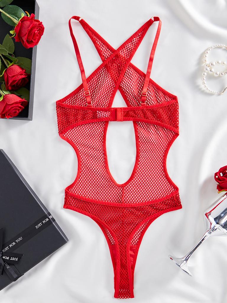 2026 Sexy Fishnet Bodysuit Womens Intimates Halter See Through Teddy Ropa Intima Feminina Open Crotch Exotic Lingerie Costume