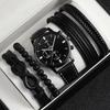 Trendy Men's Belt & Wristwatch Bracelet Set