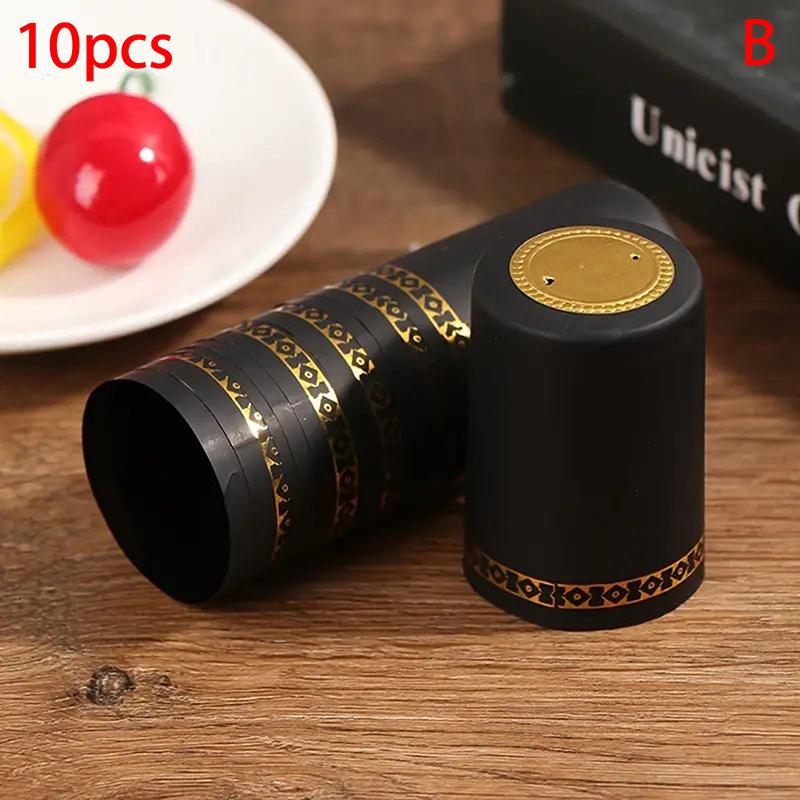 10 Pcs Wine Bottle Heat Shrink Capsules Plastic Caps Wine Cellars Bottle Shrink Film Shrinkable Sealing Cap Brewing Bar Tools чёрный