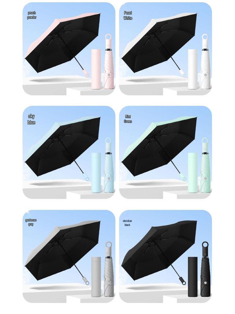 Fully Automatic Five-Fold Umbrella with Black Glue Sunscreen, UV Protection, and Dual-Use for Rain or Shine