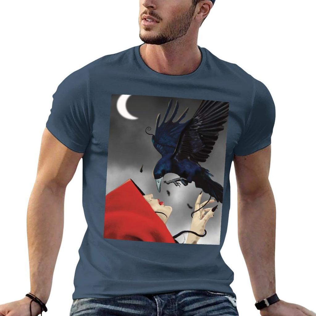 The Unisex With The Red Cape And The Raven Tshirt T Shirt Unisex 100 Cotton Luxury Brand T Shirts For Unisex Graphic Tees Tshirt
