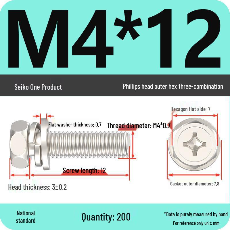 Hexagon Head Combination Screw Bolt Set with Washer and Spring Washer