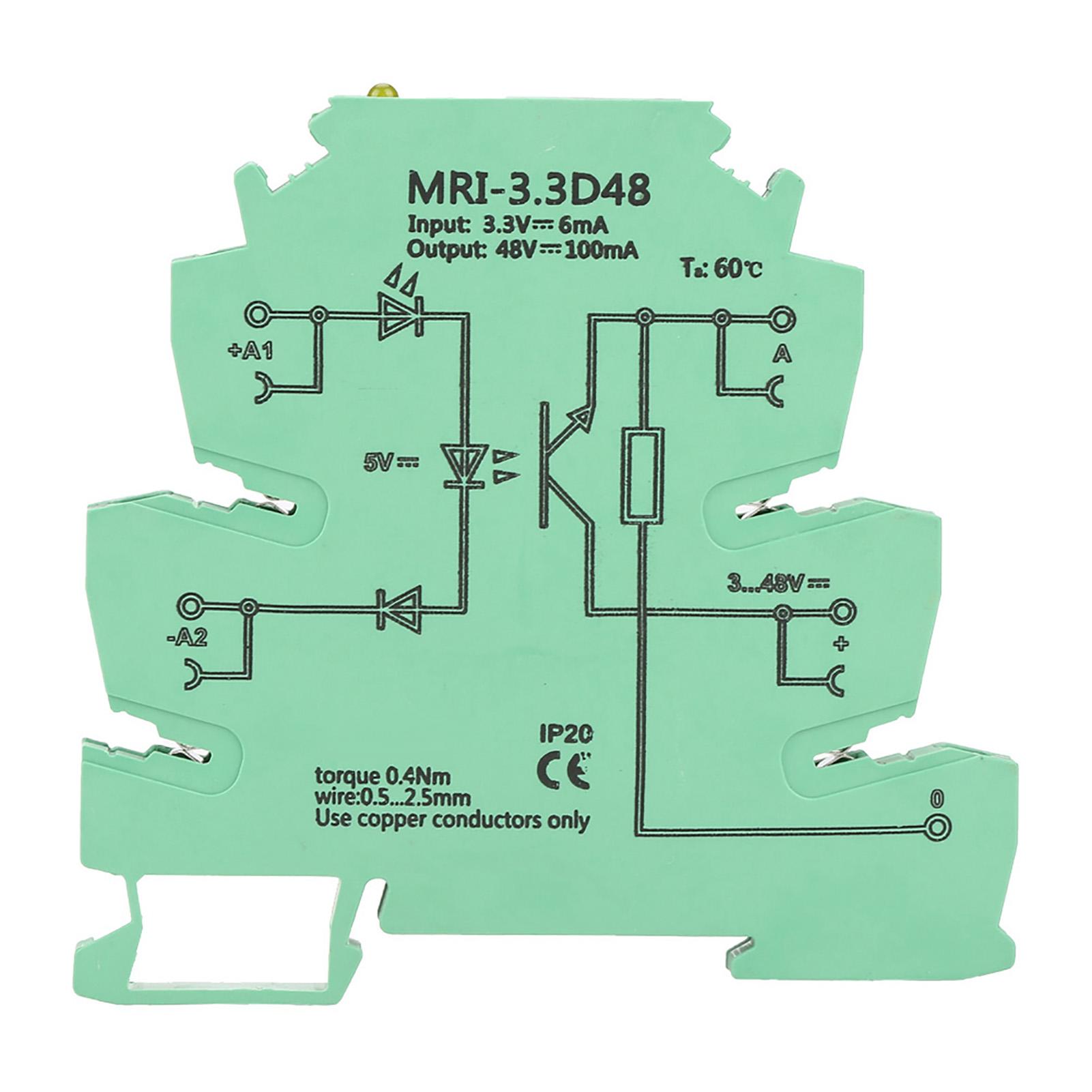 

MRI3.3D48 DC Photoelectrical Coupler Isolating PLC Relay Module Input 3.3VDC Output 348VDC