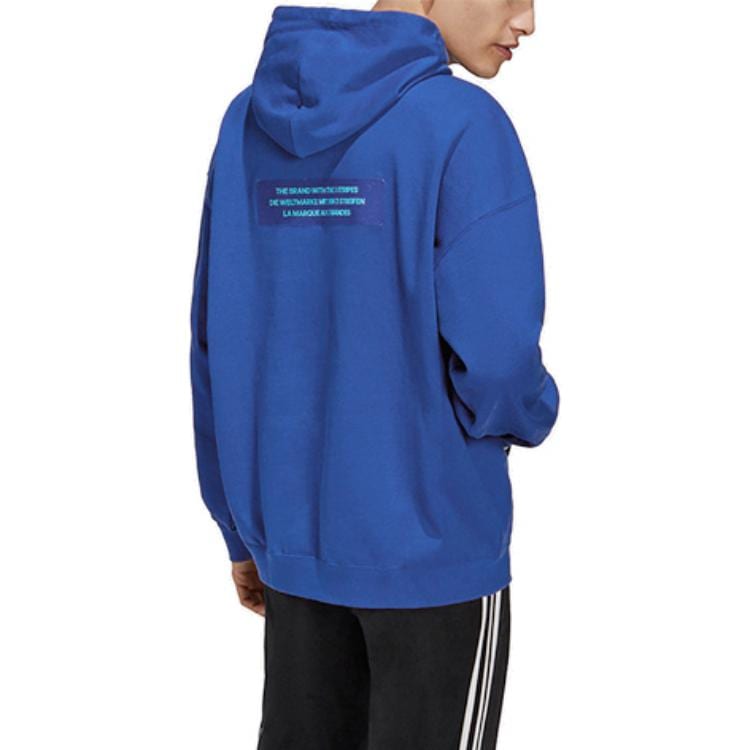 adidas Originals BIG TREFOIL Sweatshirts Men's Collegiate Blue Hooded Moderate Regular H09353