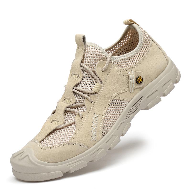 Men s Retro Summer Breathable Leather Mesh Sandals 38