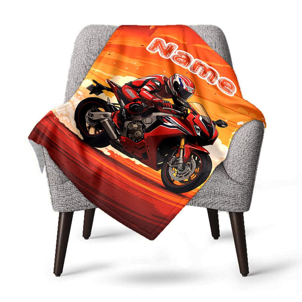Motorcycle Rider Home Customize Your Name Blankets Comfortable Soft Lightweight Allseason Multipurpose Blanket For Picnics Sofas Offices Beds Living
