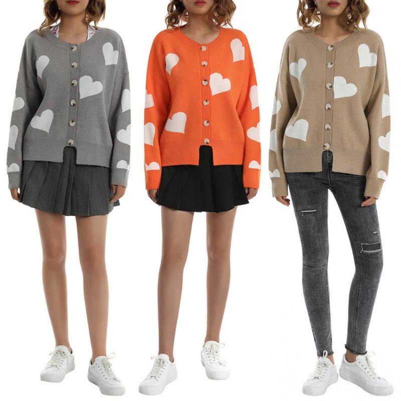 Women Loose Long Sleeve Single Breasted Knit Cardigan Sweater Outerwear