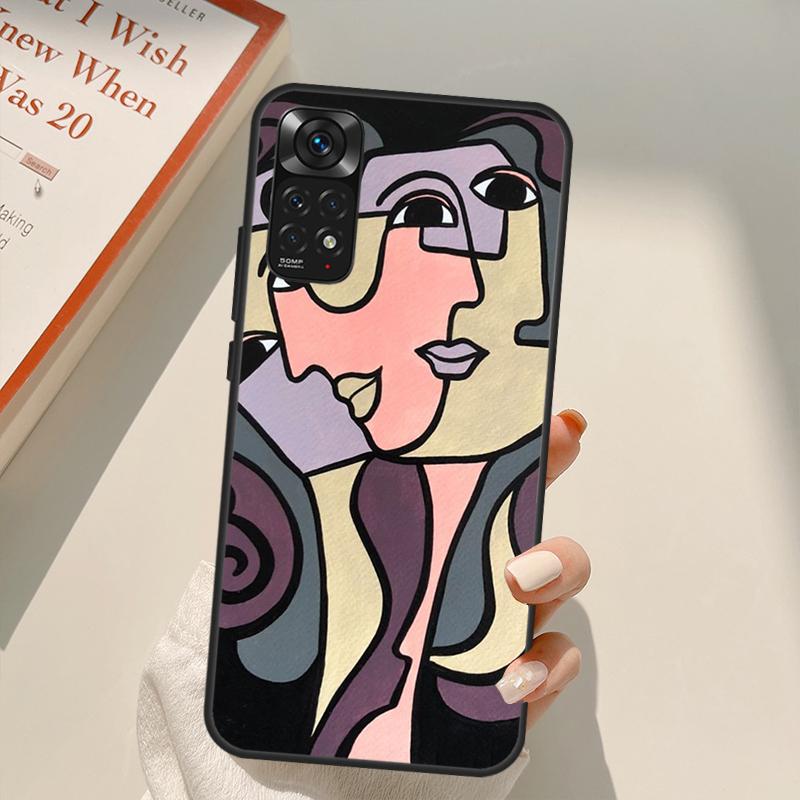 Abstract Portrait Art Painting Case For Xiaomi Redmi Note 11 10 Pro 8 9 9S 10S 11S 9A 9C 10A 10C K40 K50 Gaming Cover