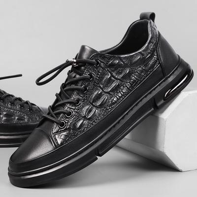 FashionGenuine Leather High Quality Men Shoes Casual Daily Trendy Sneakers Mens Black Crocodile Style Comfortable Luxury Male Footwear