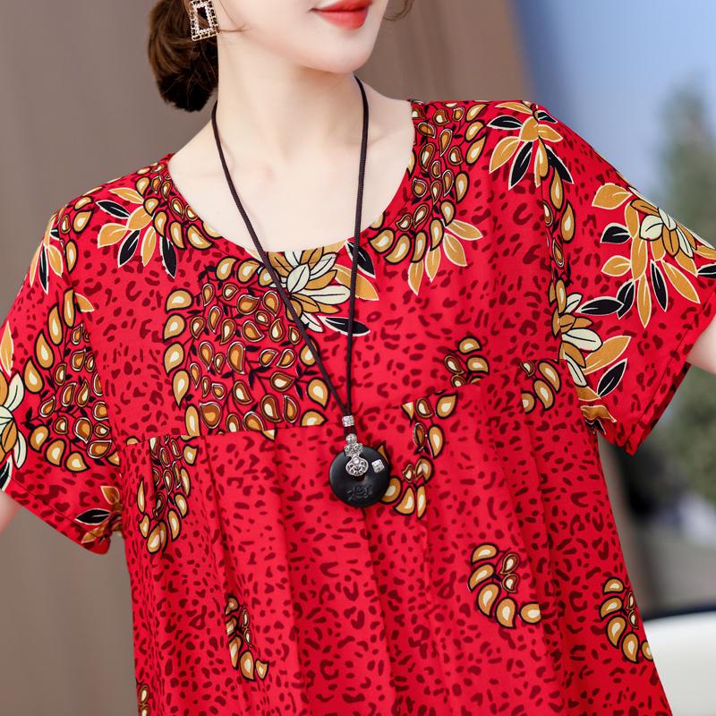 Elegante lange Kleider mit Ärmeln Übergröße Lässiges lockeres Kurzarm-Vintage-Kleid für Damen Sommerkleidung