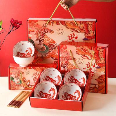 Shangqi Year of the Horse Ceramic Bowl & Chopstick Gift Set
