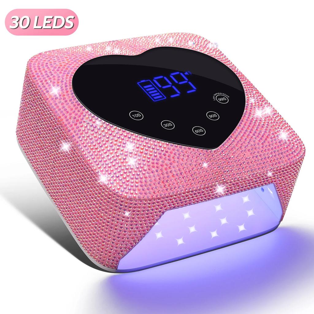 72W Cordless UV Nail Lamp Rechargeable 30 LEDs Nail Dryer UV Light Cabin Professional Nail Art Manicure Tools for Home and Salon