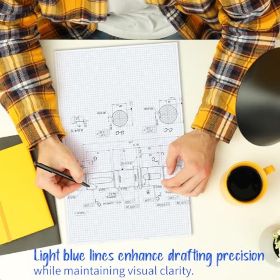 Large Graph Paper Pad 100 GSM 11 x 17 inches 0.25 4x4 Square Grid Blueprint High Brightn 100 Sheets 200 Pages 2 Pack Engineerin