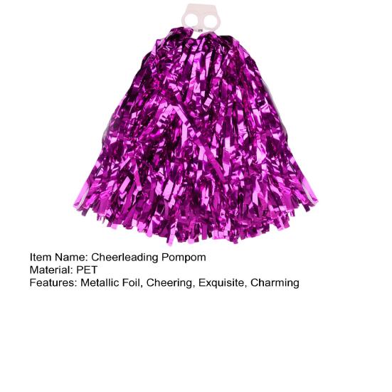 Metallic Foil Cheerleader Pompoms Cheer Poms with Handle Cheerleading Costume Accessory for Team Spirit
