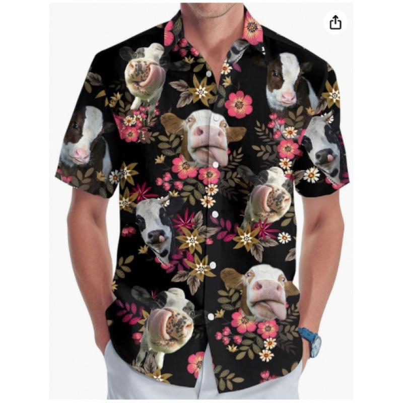 A new large-size men's fashion digital printing short-sleeved shirt in summer from the source manufacturer