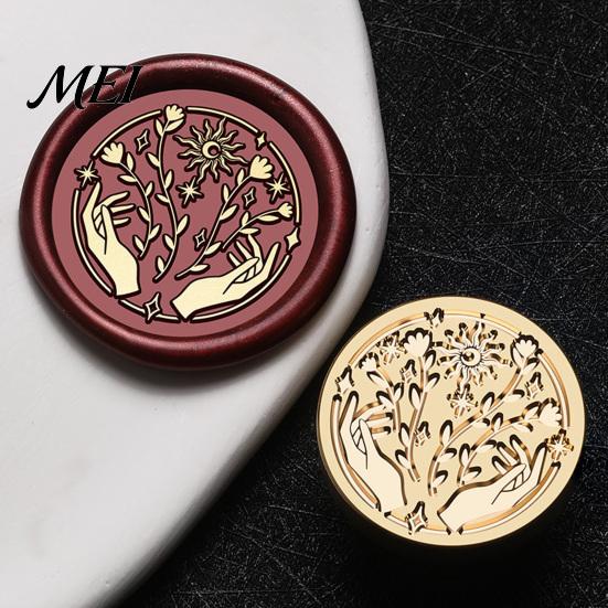 Brass Sealing Head Vintage European Magic Themed Wax Seal Stamp Head, Solid Exquisite Relief Engraved for Journal Envelope Wedding Invitation
