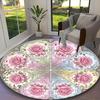 [Blue Balance Rose White Floral Views Printed Carpet] Non-slip Office Rug, Cozy Round Carprt for Living Room Use, Soft Home Sofa Chair Mat