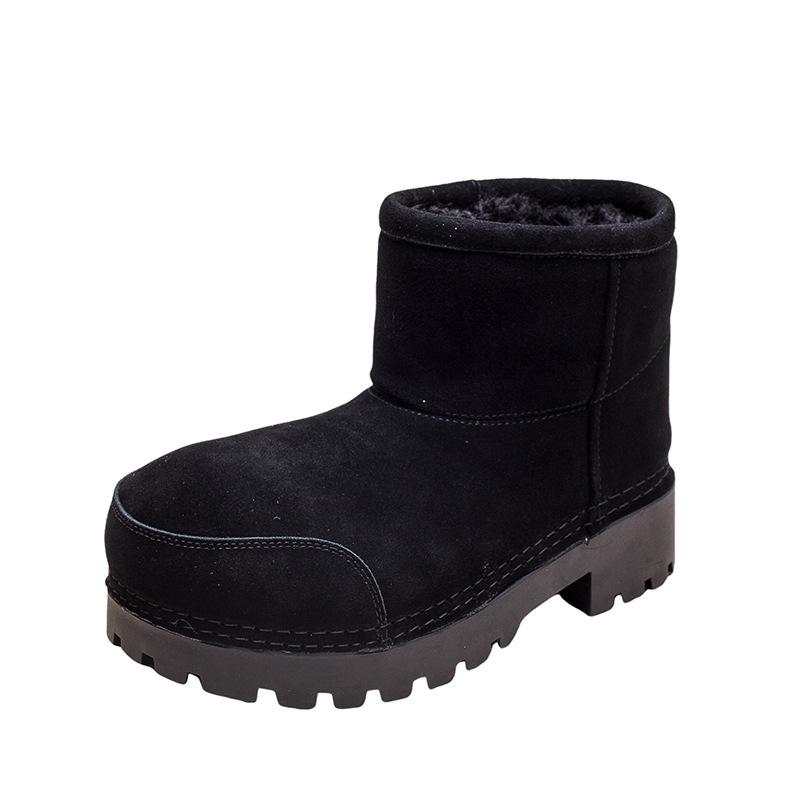 2024 Big Head Fur Integrated Winter Autumn and Winter New Thick-soled Piled Thickened Warm Cotton Shoes Snow Boots Women