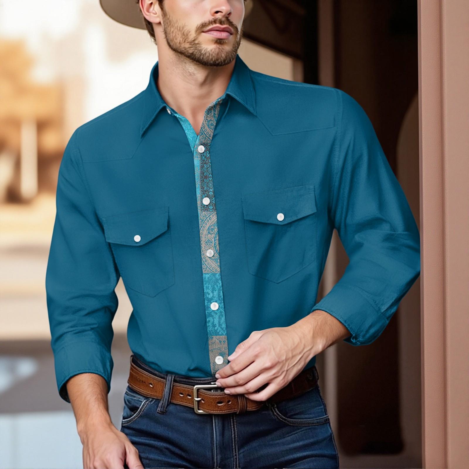 

Мужской модный топ кэжуал с короткими рукавами, лацканами и длиной до плеч M синий