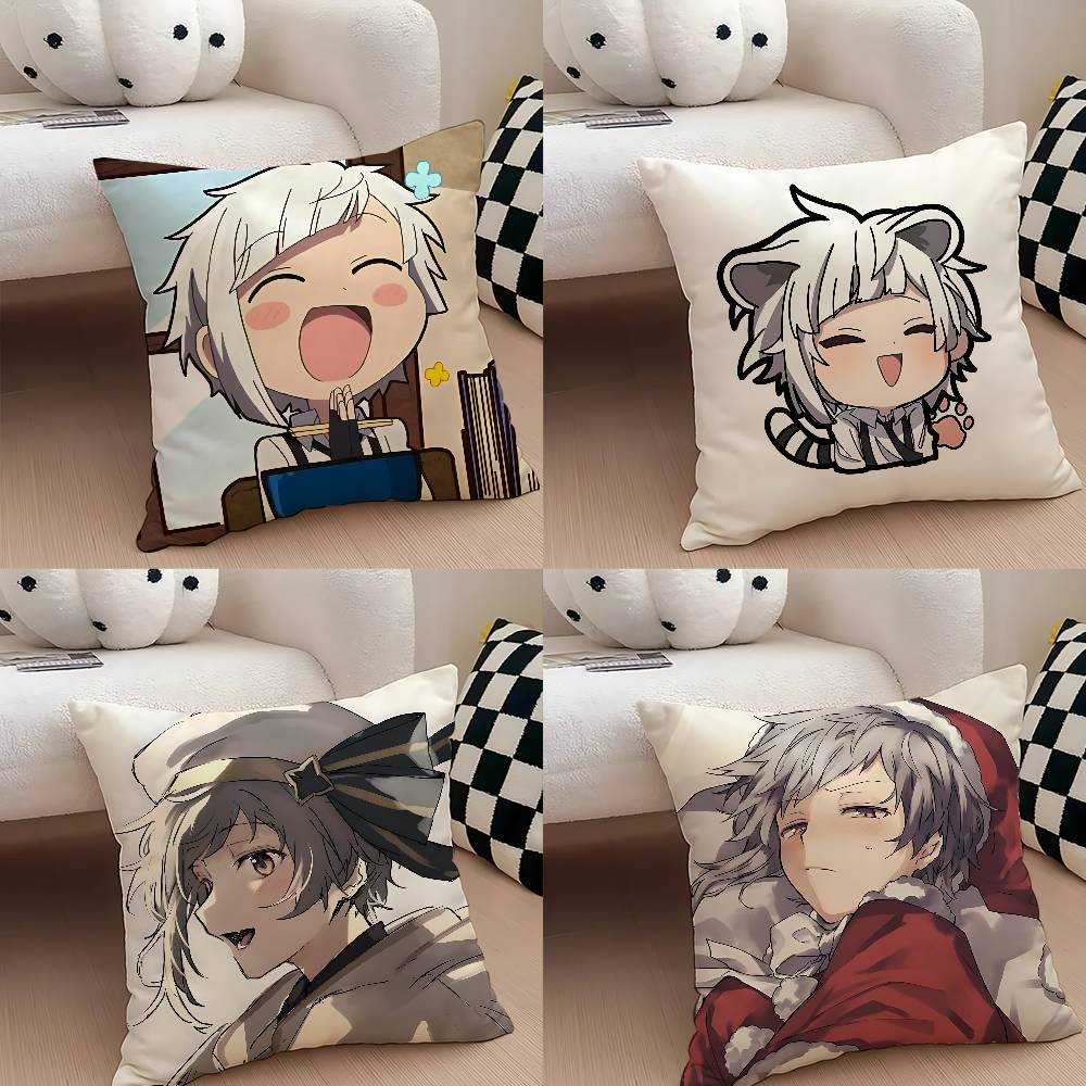Cute AtsushiBungo StrayDogs Anime Customizable Square Pillowcases Stylish And Soft Perfect For Beds Cars And Sofas