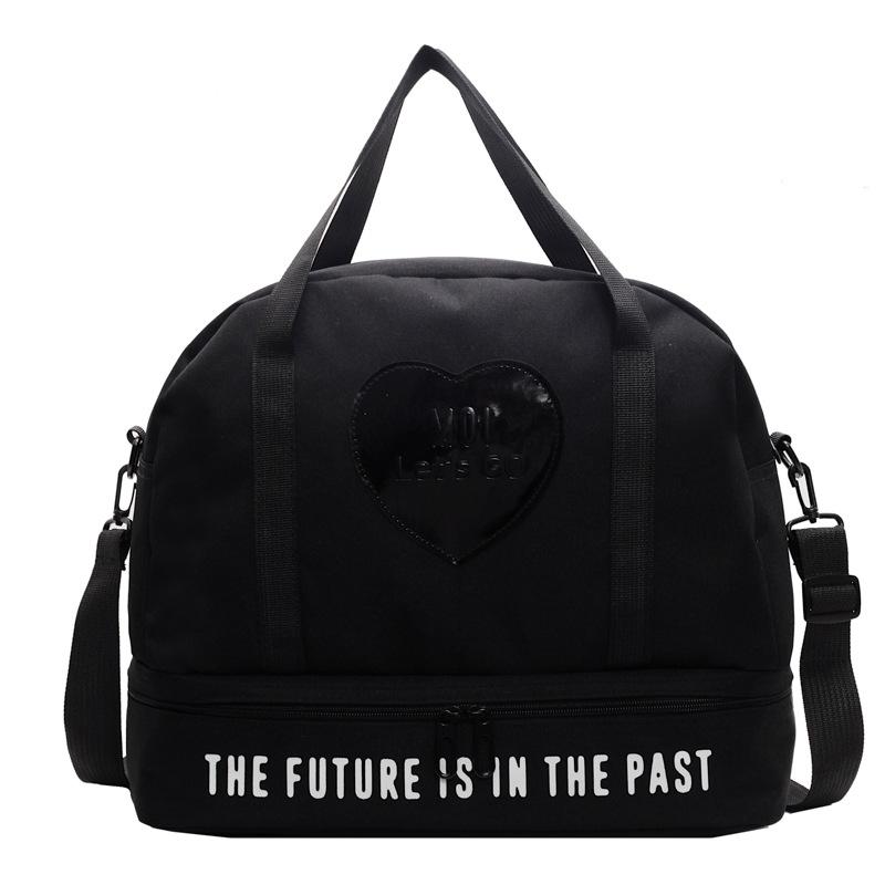 

Large capacity luggage, women s fashion personality niche design, light belt shoe compartment, travel bag, wet and dry separation, fitness чорний