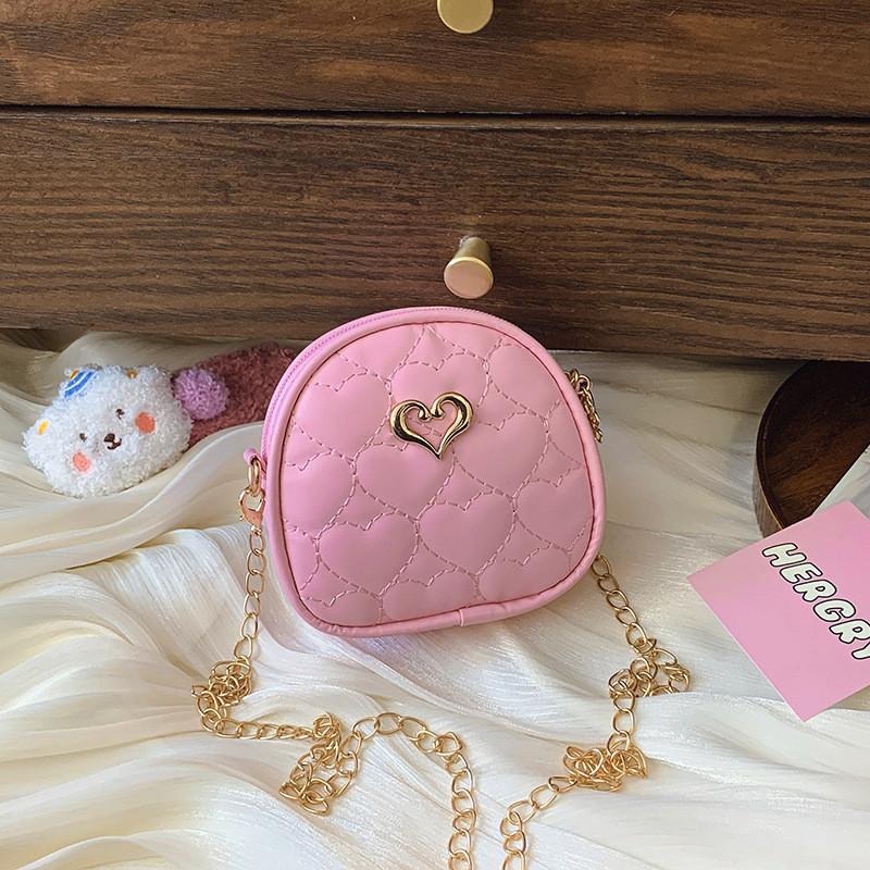 Heart Pattern Trendy Chain Kids Shoulder Bag Girl Crossbody Bag Outings Casual