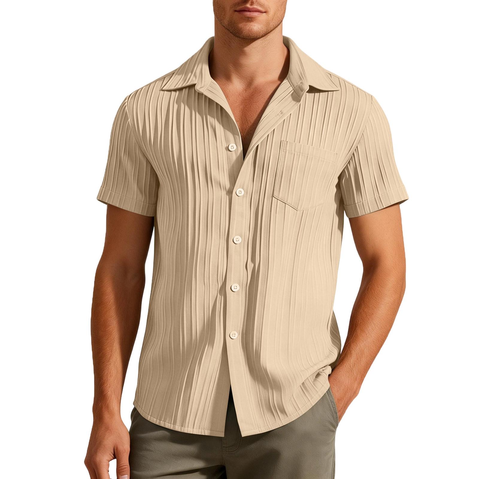 

Men s Summer Shirt With A Collar, Color, Short Sleeves, And Buttons The Front. XXL хакі