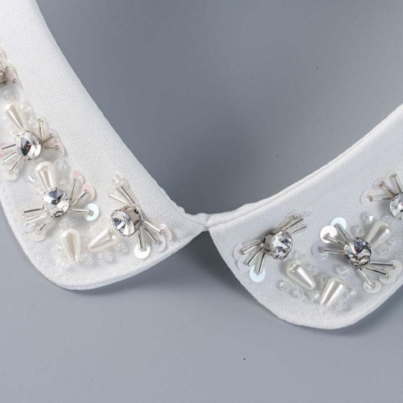 Stylish False Collar with Shimmering Beads Decorative Lapel Collar for Women Girl Evening Business and Casual Outings