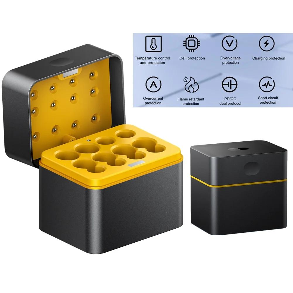 USB C Battery Charging Case for AA AAA 1 5V Lithium Batteries Featuring Multiple Safety Protections and Storage Compartments