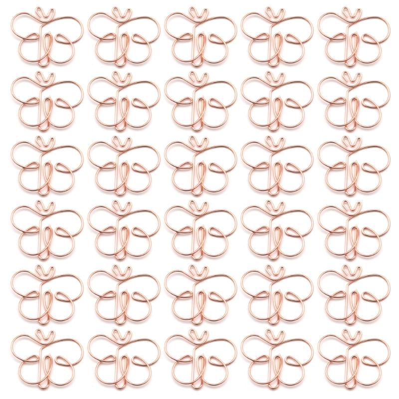30Pcs Butterfly Shape Metal Paper Clip 38x32mm File Organiser Clip Bookmarks Page Marker Clips for Document Notebook