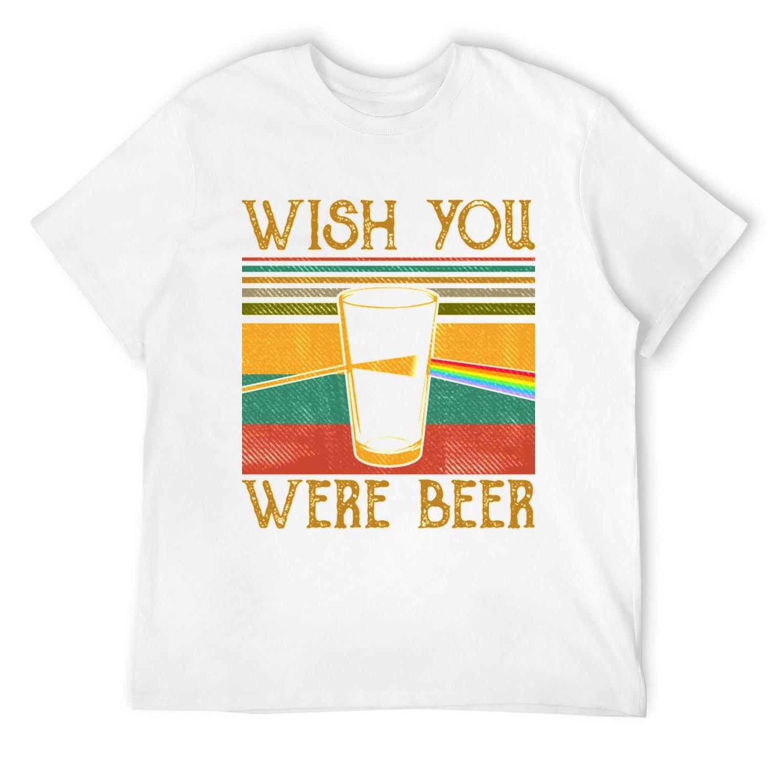 Wish You Were Beer Винтажная ретро футболка для мальчика Мужская одежда Мужские футболки S белый
