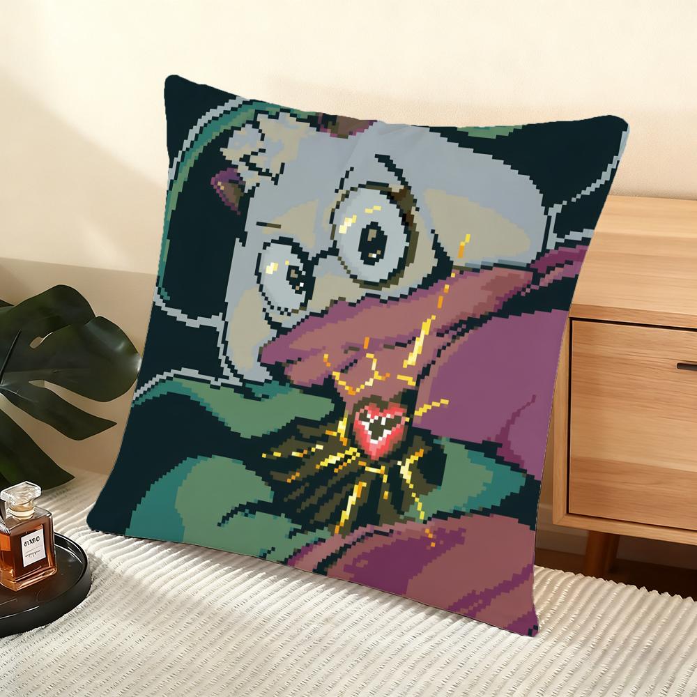 D-Deltarune Cushion Cover Soft Short Plush Pillow Cover Smooth Cozy Texture Aesthetic Cushion Case Home Decor