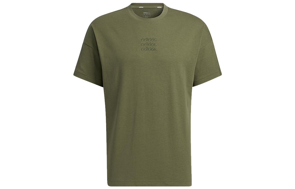 Adidas Neo T Shirts Men s Green Crew Neck Moderate Straight Fit H52727 M