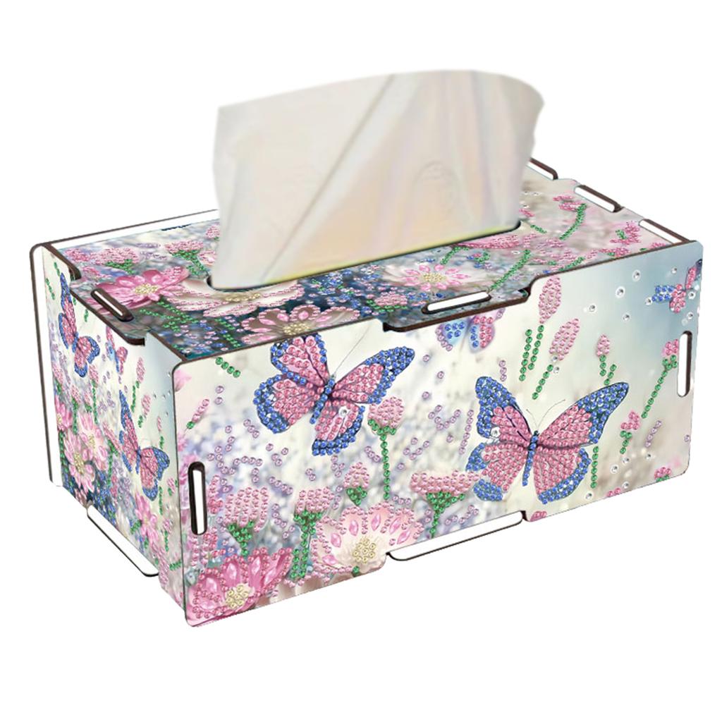 Wooden 5D Diamond Painting Tissue Holder Diamond Decorative Tissue Box Wooden Diamond Painting Tissue Box for Living Room Decor