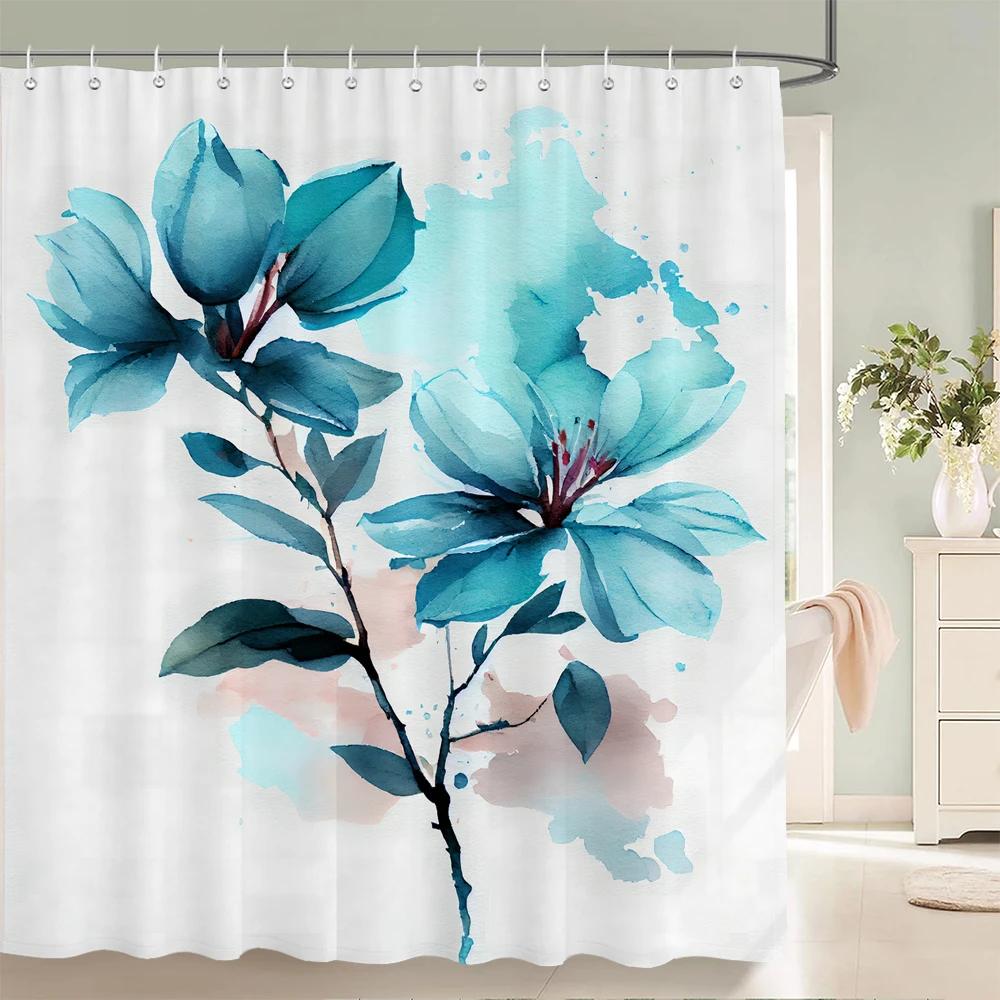 Plant Flowers Leaves Series Shower Curtains Bathroom Curtain Frabic Waterproof Polyester Multiple Sizes Bath Bathroom Curtains