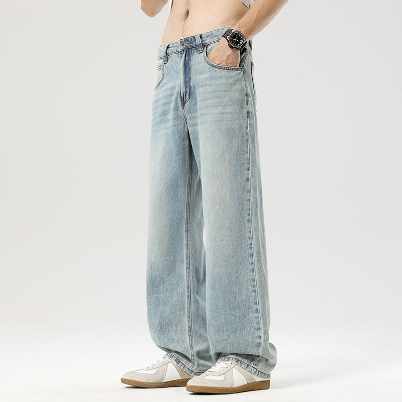 Summer New Lyocell Tencel Jeans Men's Trendy Brand Simple Versatile Loose Casual Straight Pants