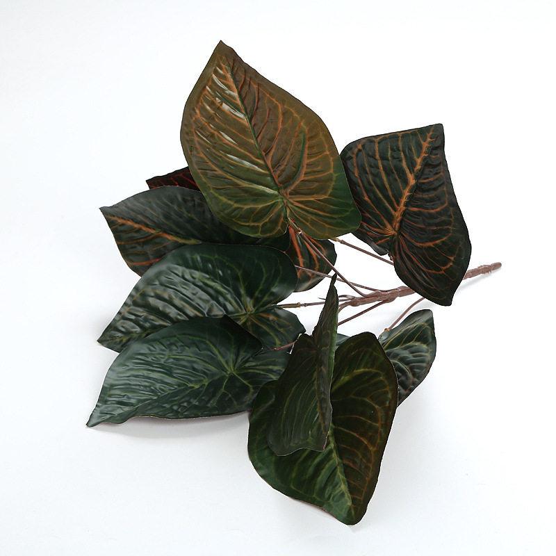 Artificial Pothos & Monstera Leaves Wall Decor for Living Room - Small Potted Greenery Arrangement