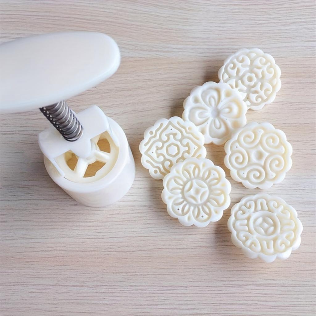 Flower-shaped Moon Cake Mold ,DIY Hand Press Cookie Stamps, Moon Cake Maker, Mid Autumn Festival Pastry Tools, Baking Tools.